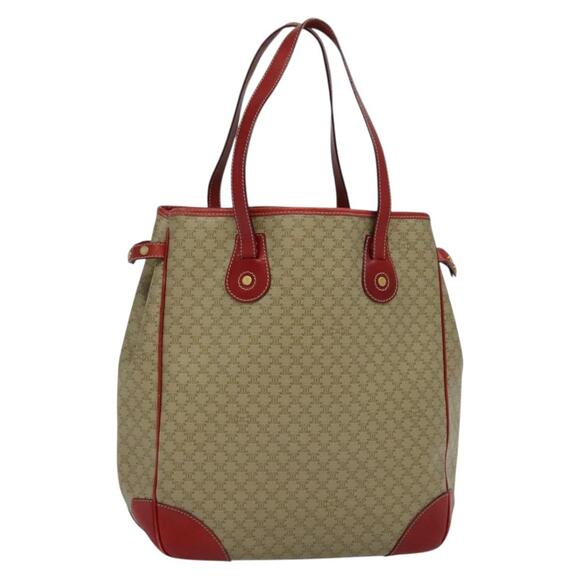 CELINE Macadam Canvas Tote Bag Pvc Beige Gold - Picture 1 of 12